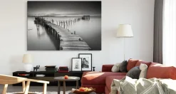 CANVAS Leinwandbild XXL Wandbilder Kunstdruck Schwarz-Weiß Plattform 111