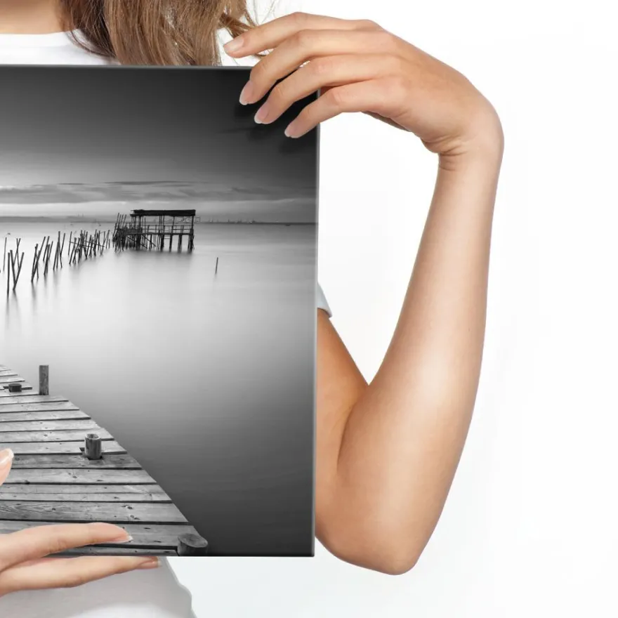 CANVAS Leinwandbild XXL Wandbilder Kunstdruck Schwarz-Weiß Plattform 111