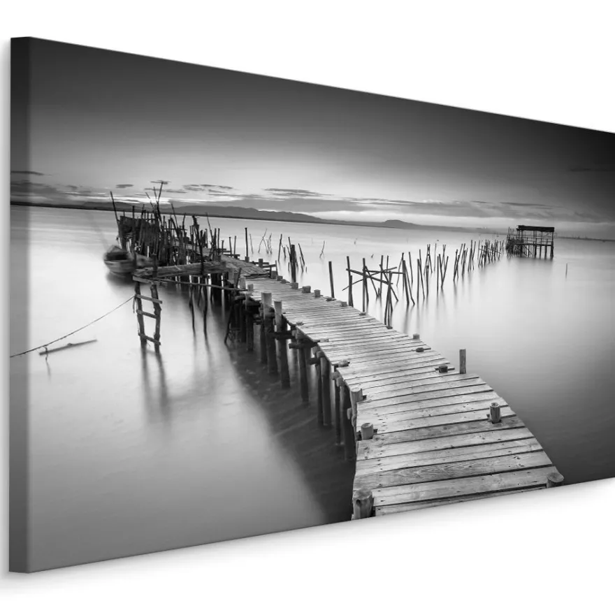 CANVAS Leinwandbild XXL Wandbilder Kunstdruck Schwarz-Weiß Plattform 111