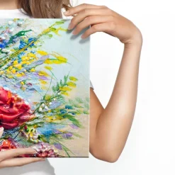 CANVAS Leinwandbild XXL Wandbilder Büro blühende Rosen Blumen Gemälde 1437