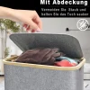 Capocica Schmaler Wäschekorb mit Deckel, 100L, Bambusdeckel, herausnehmbarer
