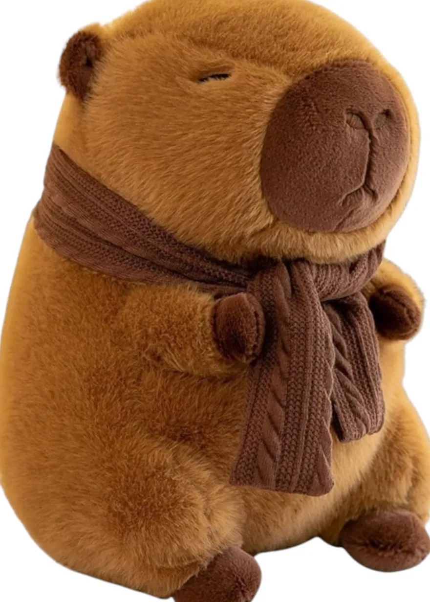 Capybara Plüschfigur - mit Strickschal, ca. 24cm