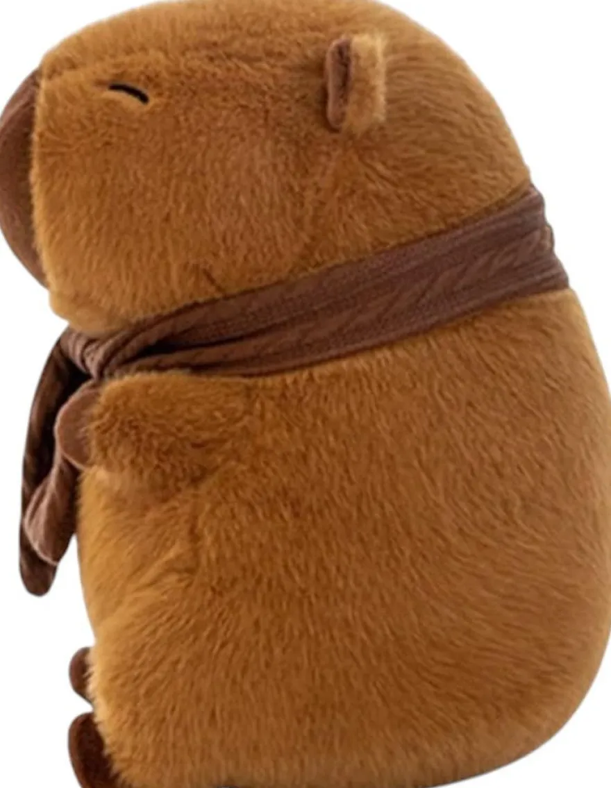 Capybara Plüschfigur - mit Strickschal, ca. 24cm