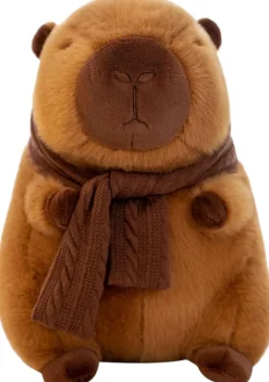 Capybara Plüschfigur - mit Strickschal, ca. 24cm