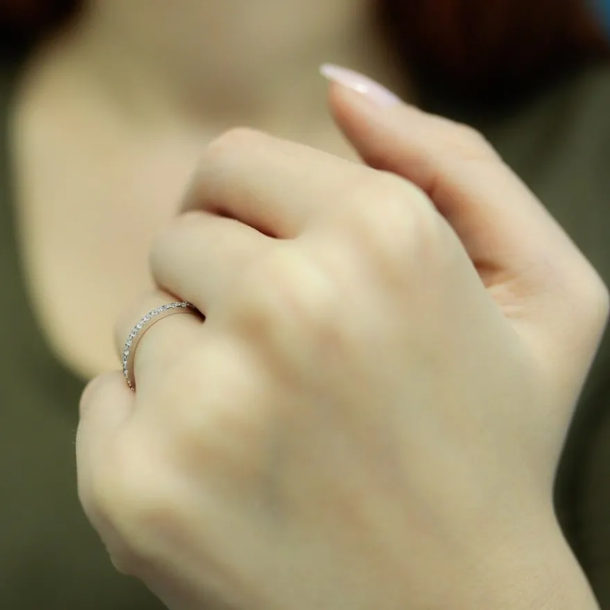 0,55 Carat Diamant rundum Memoire Eternity Ring Anniversary in 14 Karat Weißgold