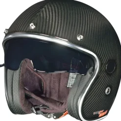 Carbon Jethelm Integralhelm Kohlefaser Motorradhelm Chopper Café Racer Sonnenvisier