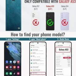 Caseme Handyhülle für Samsung Galaxy A53 5G, Klapphülle mit RFID in Lederoptik