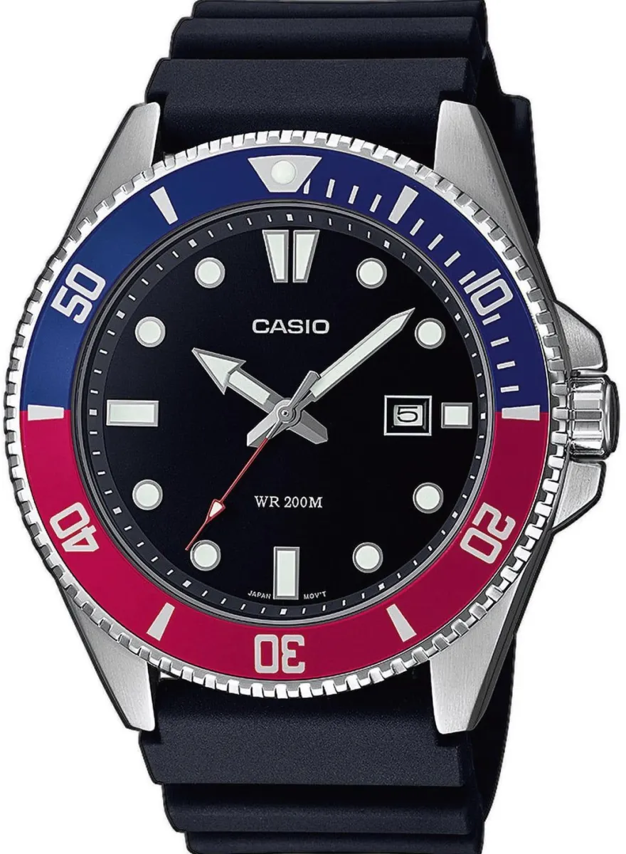 Casio Collection Herren-Taucheruhr Blau/Rot MDV-107-1A3VEF