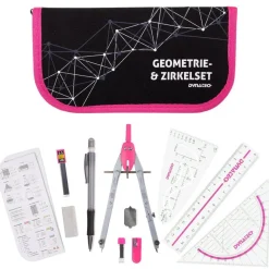 Casio FX-82 DE CW mit Schutztasche, Zirkelset pink, Schutzfolie + Garantie