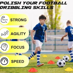 Catchluck Pop Up Fußballtor für Kinder mit 6 Hindernissen und Zielen, Gelb, für