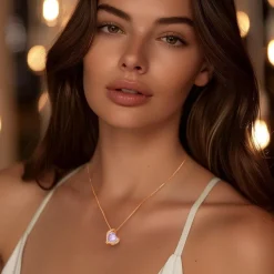 CDE Damen Halskette Rosegold Herz Schmuck mit eleganter Geschenkverpackung