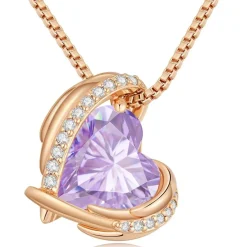 CDE Damen Halskette Rosegold Herz Schmuck mit eleganter Geschenkverpackung