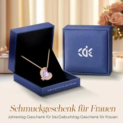 CDE Damen Halskette Rosegold Herz Schmuck mit eleganter Geschenkverpackung