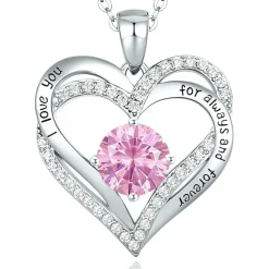CDE Damen Halskette 925 Sterling Silber Rosegold Forever Love Herz Anhänger