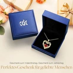 CDE Damen Herzkette 925 Sterling Silber mit Geburtsstein Anhänger - 18K