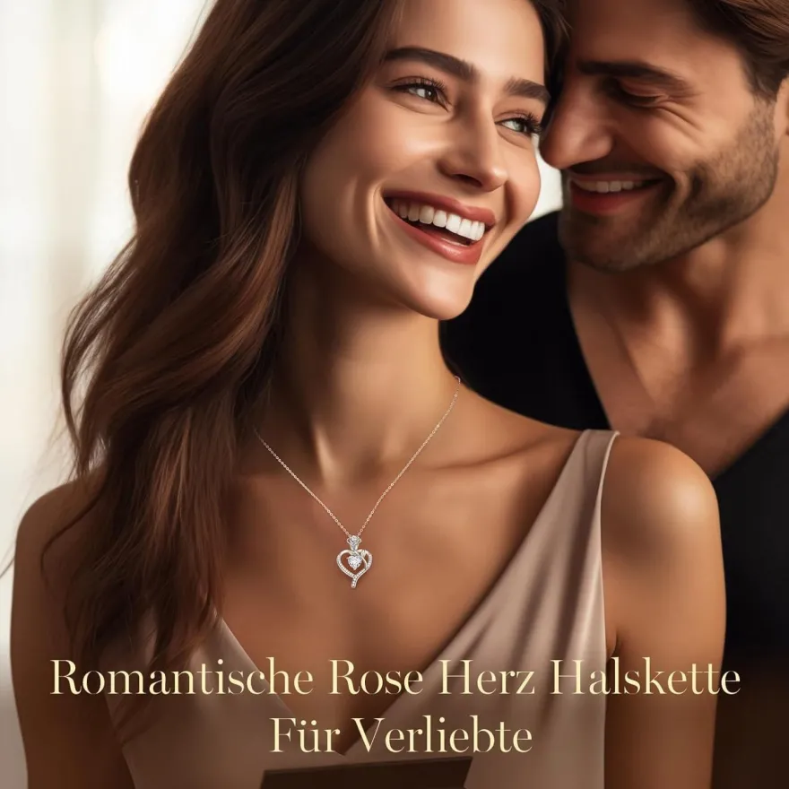CDE Halskette Damen Rosegold Herz Kette Sterling Silber 925 mit Geburtsstein