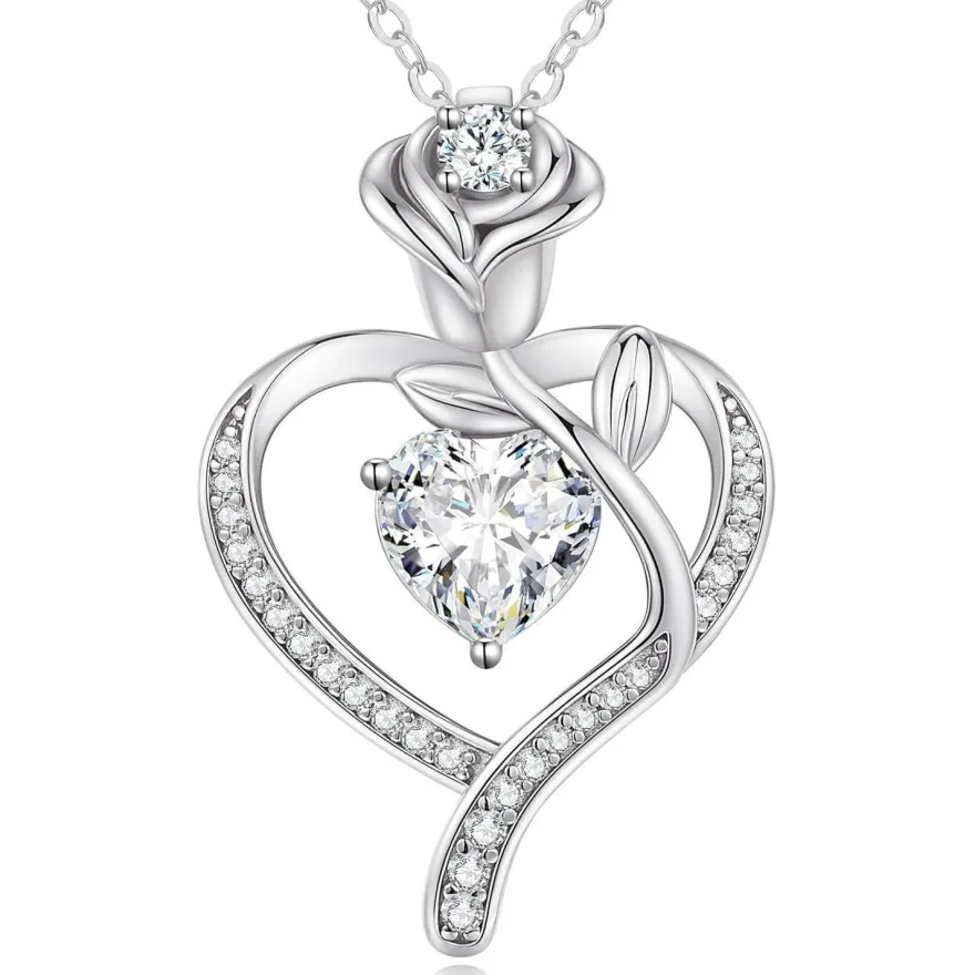 CDE Halskette Damen Rosegold Herz Kette Sterling Silber 925 mit Geburtsstein