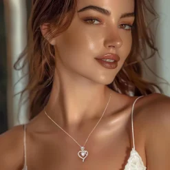 CDE Halskette Damen Rosegold Herz Kette Sterling Silber 925 mit Geburtsstein