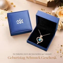 CDE Halskette Damen Rosegold Herz Kette Sterling Silber 925 mit Geburtsstein