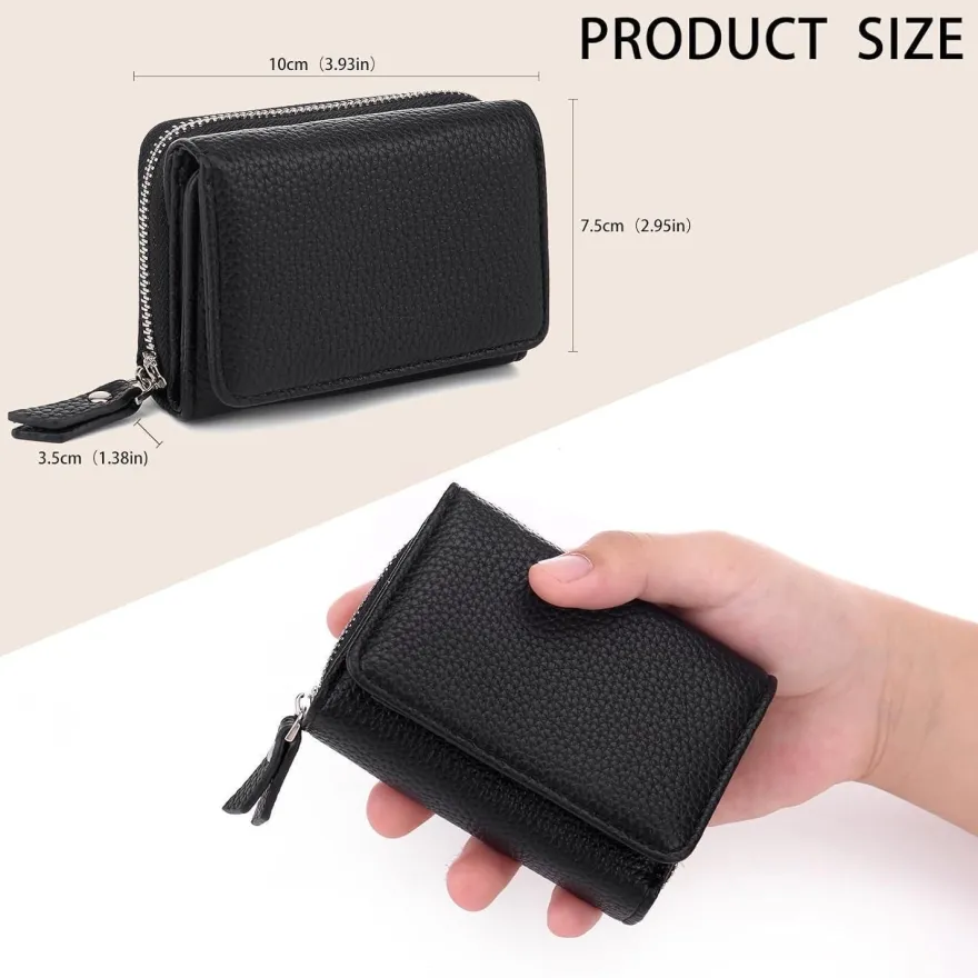 Chaofanxi Trifold Portemonnaie Damen Klein Schwarz