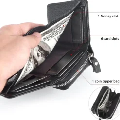 Chaofanxi Trifold Portemonnaie Damen Klein Schwarz
