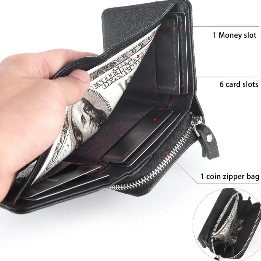 Chaofanxi Trifold Portemonnaie Damen Klein Schwarz