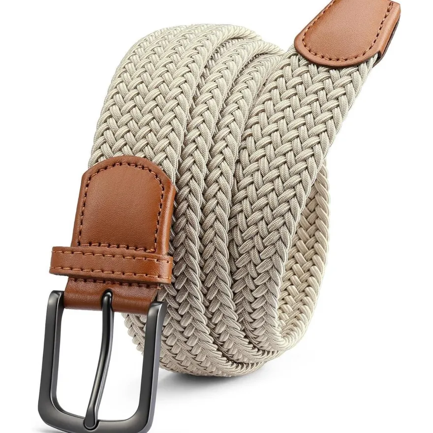 Chaoren Elastischer Stoff Gürtel Herren 35mm, Stretch Flechtgürtel ohne Löcher
