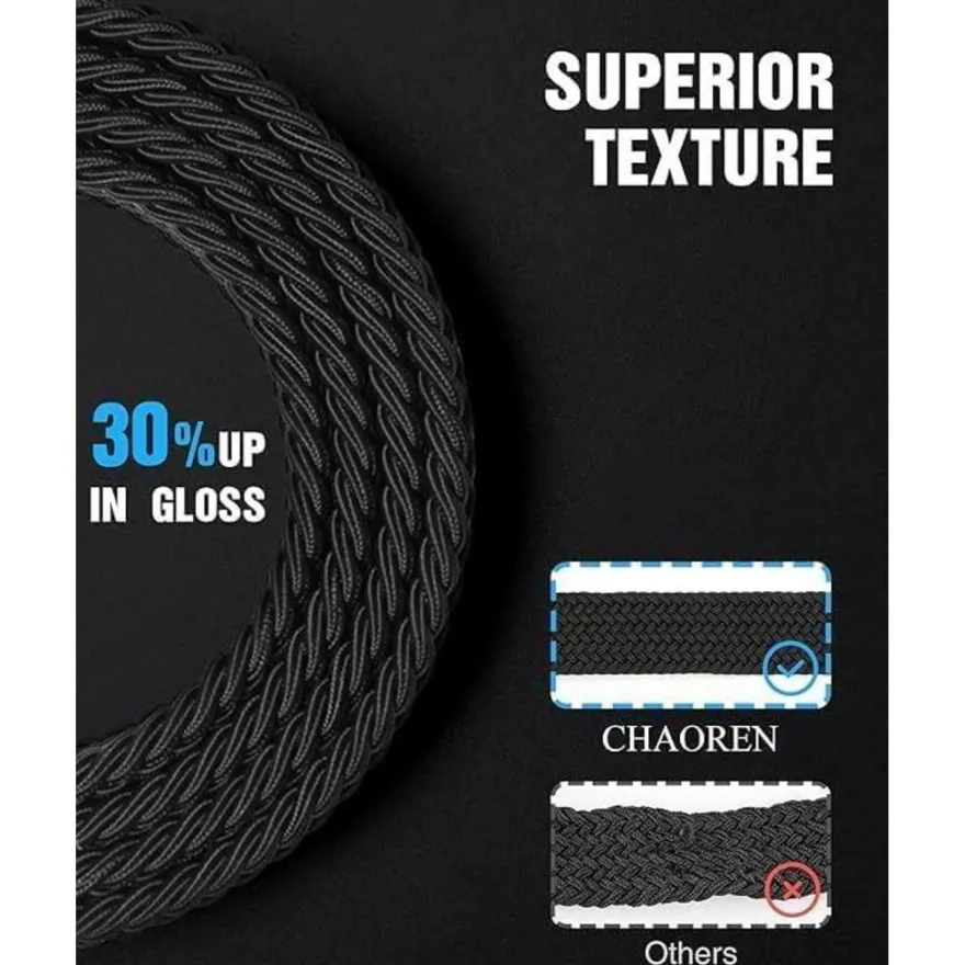 Chaoren Elastischer Stoff Gürtel Herren 35mm, Stretch Flechtgürtel ohne Löcher