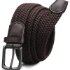 Chaoren Elastischer Stretch Gürtel Herren, 35mm Flechtgürtel ohne Löcher, Braun
