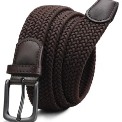 Chaoren Elastischer Stretch Gürtel Herren, 35mm Flechtgürtel ohne Löcher, Braun