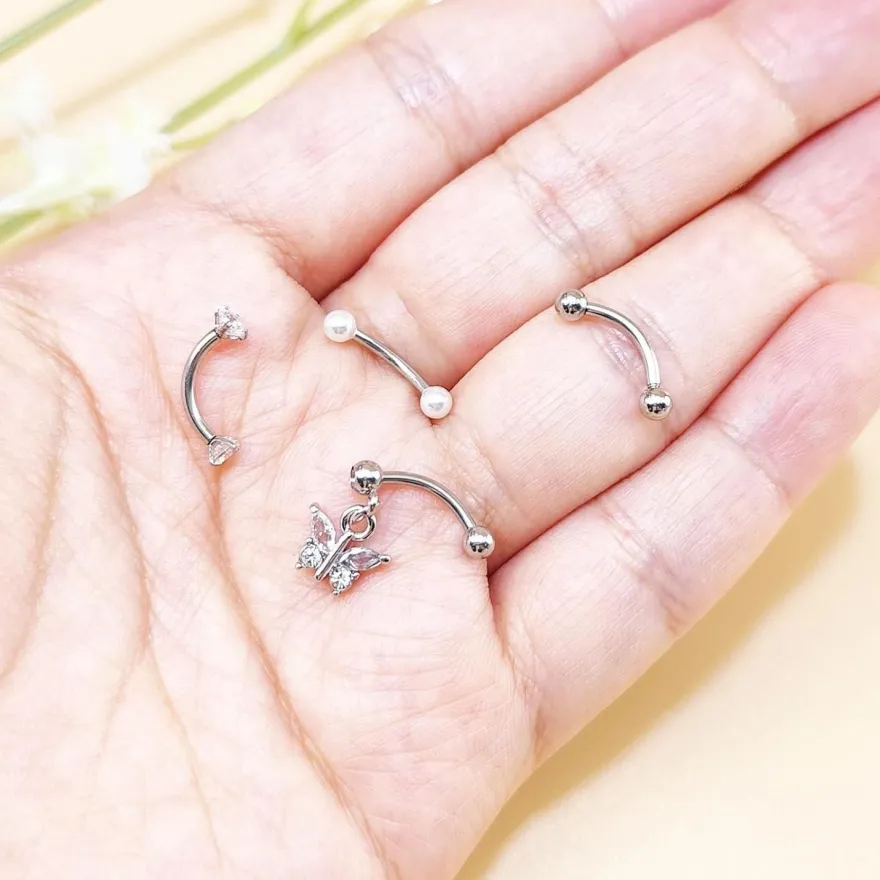 Chirurgenstahl Curved Barbell Lippenaugenbrauenpiercing 8mm 1,2mm