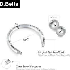Chirurgenstahl Nase Septum Lippe Piercing 10mm Hufeisen Tragus Ohrringe