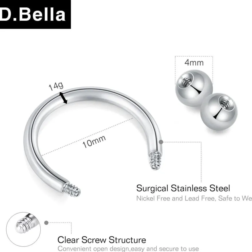 Chirurgenstahl Nase Septum Lippe Piercing 10mm Hufeisen Tragus Ohrringe