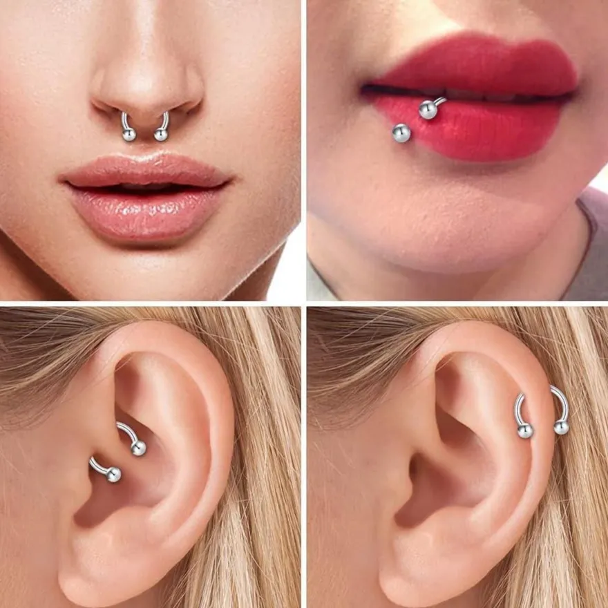 Chirurgenstahl Nase Septum Lippe Piercing 10mm Hufeisen Tragus Ohrringe