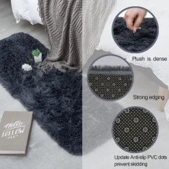 Choshome Moderner Flauschiger Teppich für Schlafzimmer & Wohnzimmer, Grau