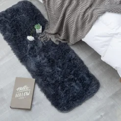 Choshome Moderner Flauschiger Teppich für Schlafzimmer & Wohnzimmer, Grau