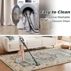 Choshome Waschbarer Vintage Teppich Kurzflor Orientalisch 160x230CM Blau für