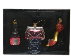 Christbaumschmuck Glas Beauty & Fashion 7cm 3er Set