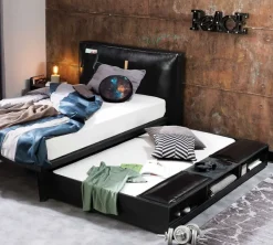 Cilek DARK METAL Bettkasten / Ausziehbett, 90x190 cm, mit drei Ablageböden