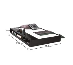 Cilek DARK METAL Bettkasten / Ausziehbett, 90x190 cm, mit drei Ablageböden