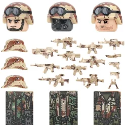 City Polizei Zubehör Figuren Armee Commandos Soldat Tarnhelm Waffen Klemmbausteine