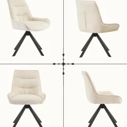 Ckaff Drehstuhl Esszimmer 2er Set, 360° drehbar, Chenille Polsterstuhl mit