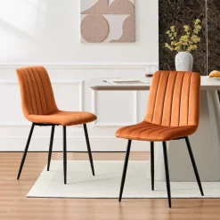 CLIPOP Esszimmerstühle 2er Set, Samt Gepolsterte Küchenstühle mit Metallbeinen
