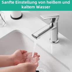 Cobbe Waschtischarmatur für Badezimmer, Wassersparen, Chrom, für Kalt- und