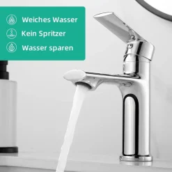 Cobbe Waschtischarmatur für Badezimmer, Wassersparen, Chrom, für Kalt- und