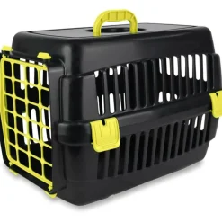 COFI 1453 Robuste Katzen-Transportbox Hartschalen-Katzenbox Schwarz-Gelb
