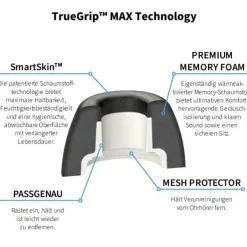 Comply Ohrstöpsel TrueGrip MAX für Airpods Pro 3 Schwarz M mit Tuch