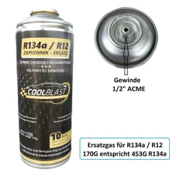 Coolblast Kältemittel Set R134A Ersatzgas für Autos von 1995 bis 2016 Befüllschlauch