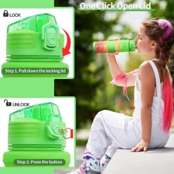 Coolfel Trinkflasche Kinder 500ml/1l, Auslaufsicher, BPA Frei, Motivierend mit