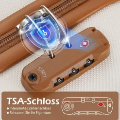 Coolife Hartschalen-Koffer Trolley mit TSA-Schloss, 4 Rollen, Großer Koffer